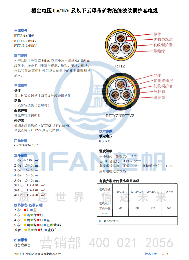 乐发lv矿物绝缘波纹铜护套防火电缆产品介绍